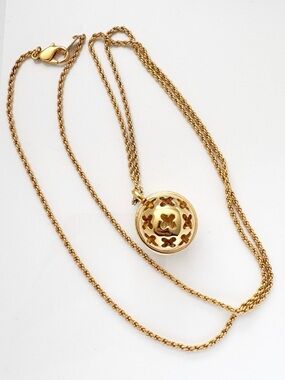 Gold Round Sphere Pendant Long Necklace - Women's Jewelry